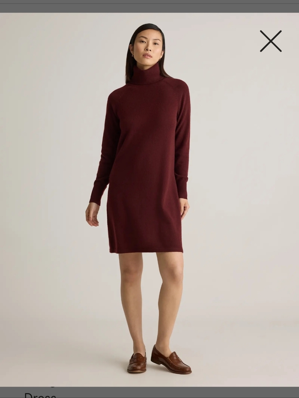 Quince Mongolian Cashmere Turtleneck Sweater Dress Size XS Burgundy